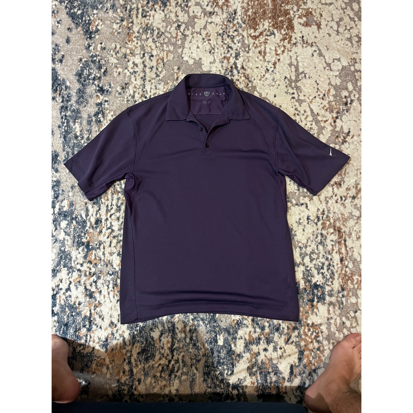 Nike Short Sleeve 1/4 Button Collared Golf Polo Shirt Violet Men's Size L