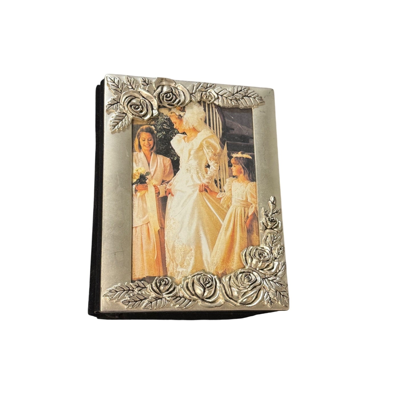 Vintage Beautiful Silver Plated Rose Wedding Photo Album 100 4x6