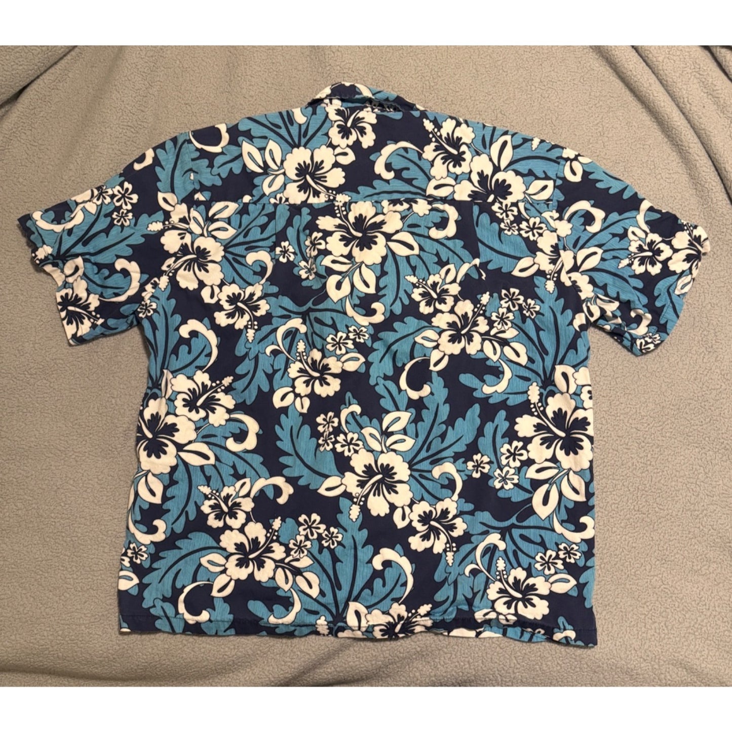 Island Style Design Mens Blue Short Sleeve Hawaiian Button Down Size L