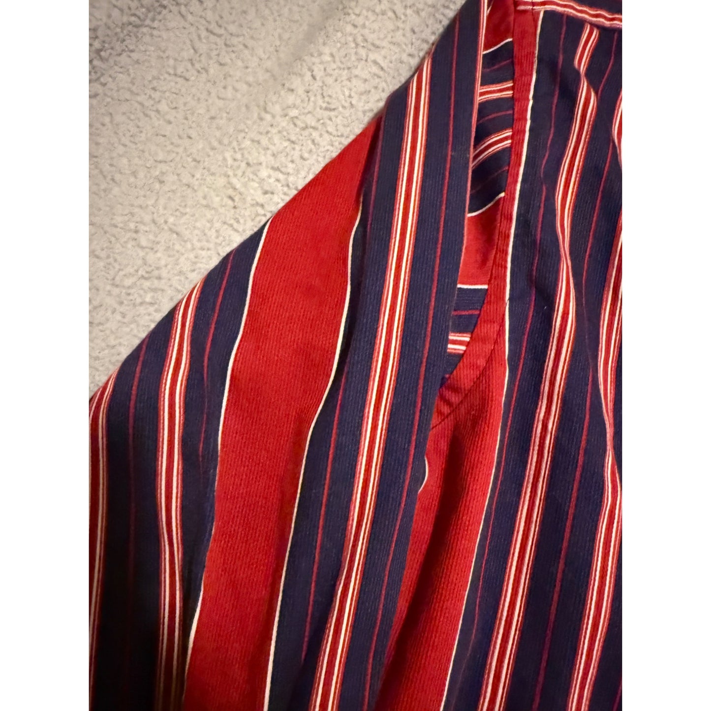 Vintage 90s Tommy Hilfiger Mens Striped Red Blue Long Sleeve Button Down Shirt L