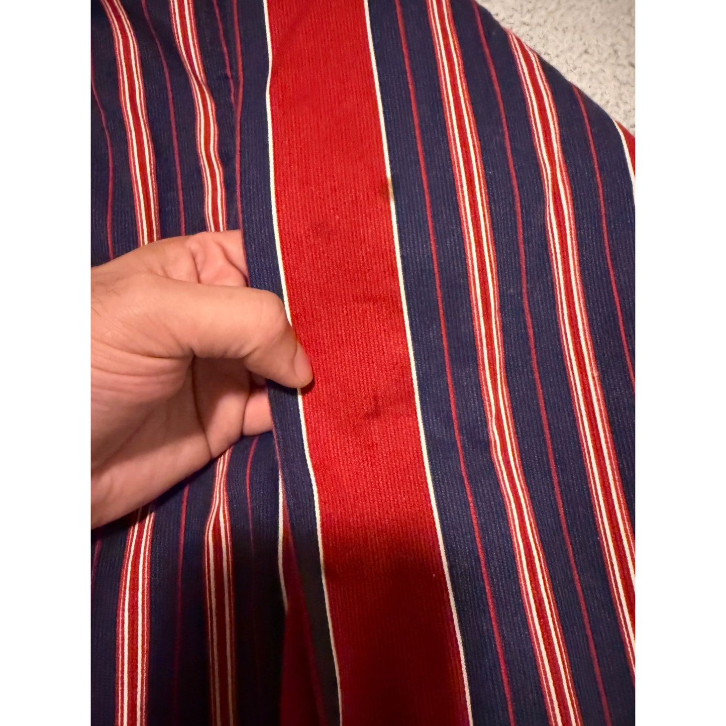 Vintage 90s Tommy Hilfiger Mens Striped Red Blue Long Sleeve Button Down Shirt L