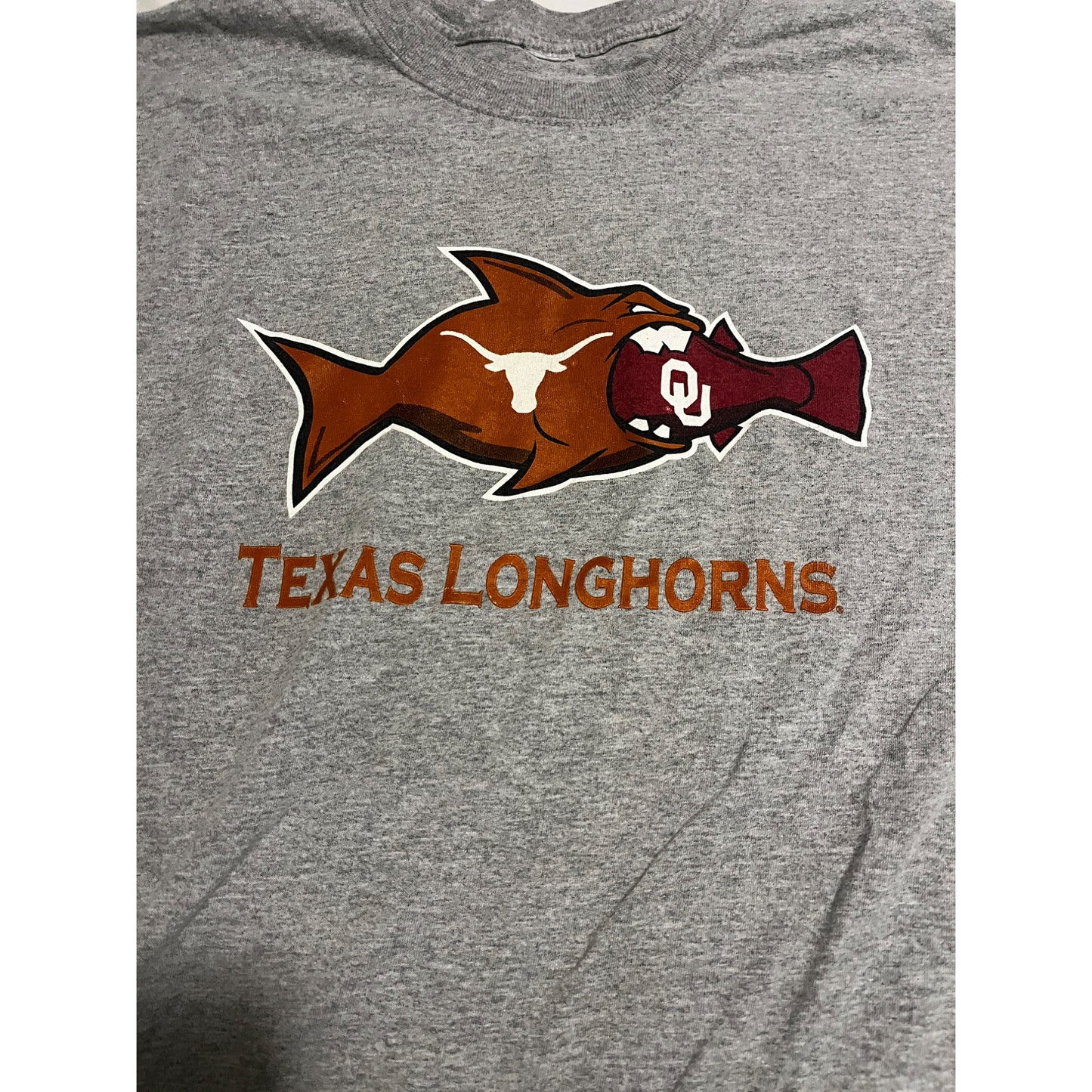 Texas Longhorns Y2K College Regular Fit Short Sleeve T-Shirt Gray Mens Size M