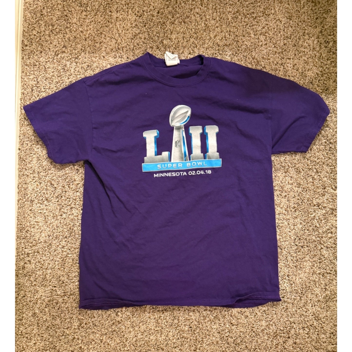 Majestic Super Bowl LII 52 Minnesota 2018 T-Shirt Tee Purple Size L