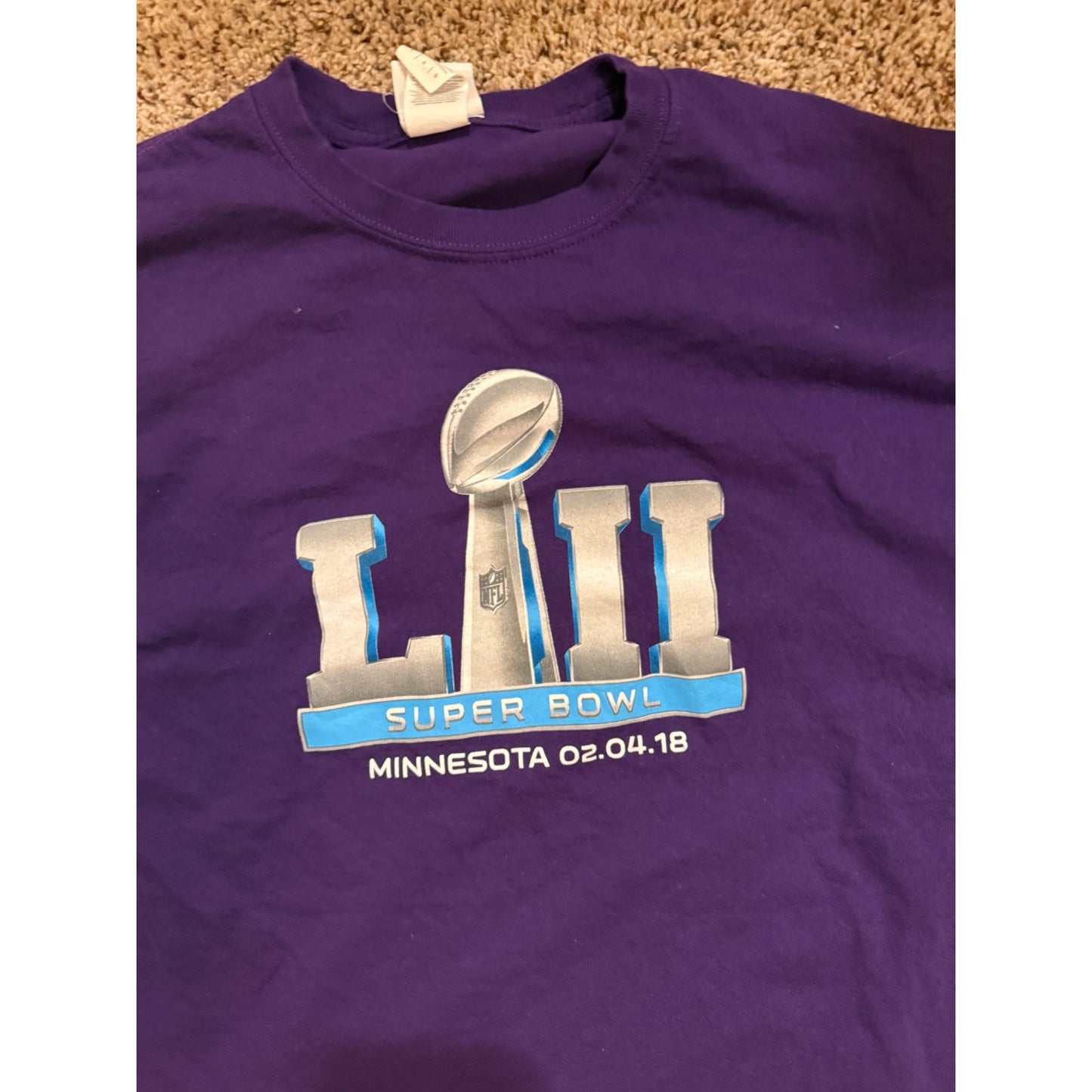 Majestic Super Bowl LII 52 Minnesota 2018 T-Shirt Tee Purple Size L
