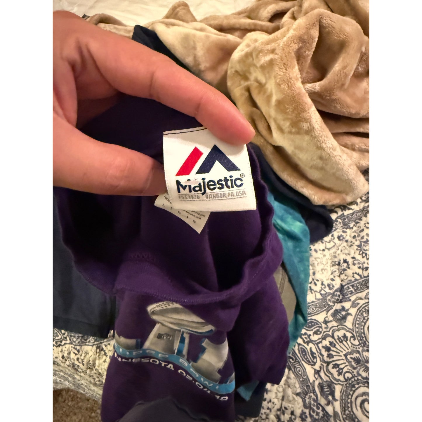 Majestic Super Bowl LII 52 Minnesota 2018 T-Shirt Tee Purple Size L