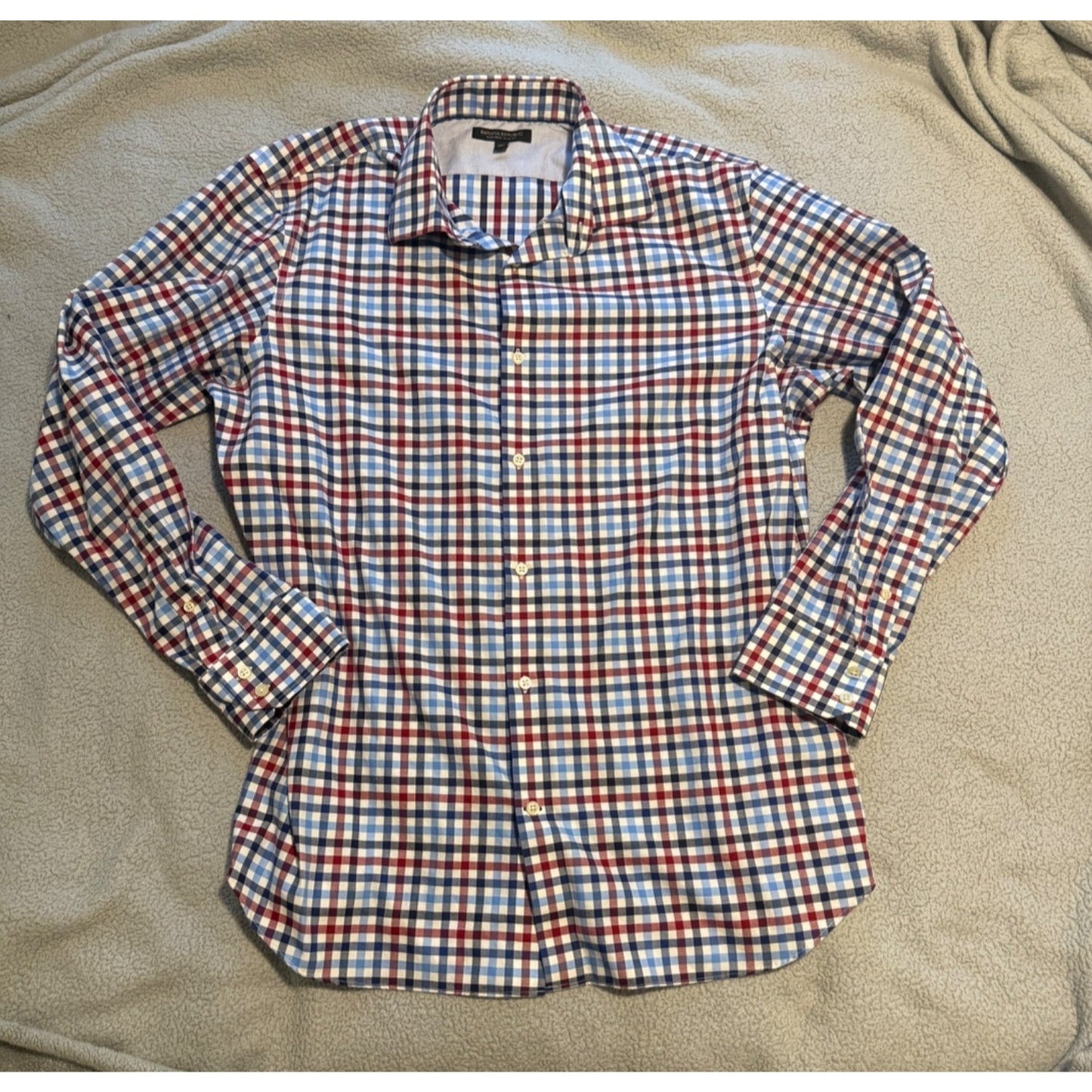 Banana Republic Slim Fit Non-Iron Mens Plaid Checker Button Down Shirt Size XL