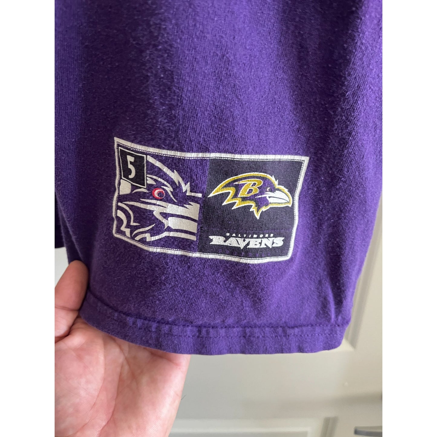Majestic NFL Jersey Ravens Flacco #5 Short Sleeve T-Shirt Purple Mens Size XL