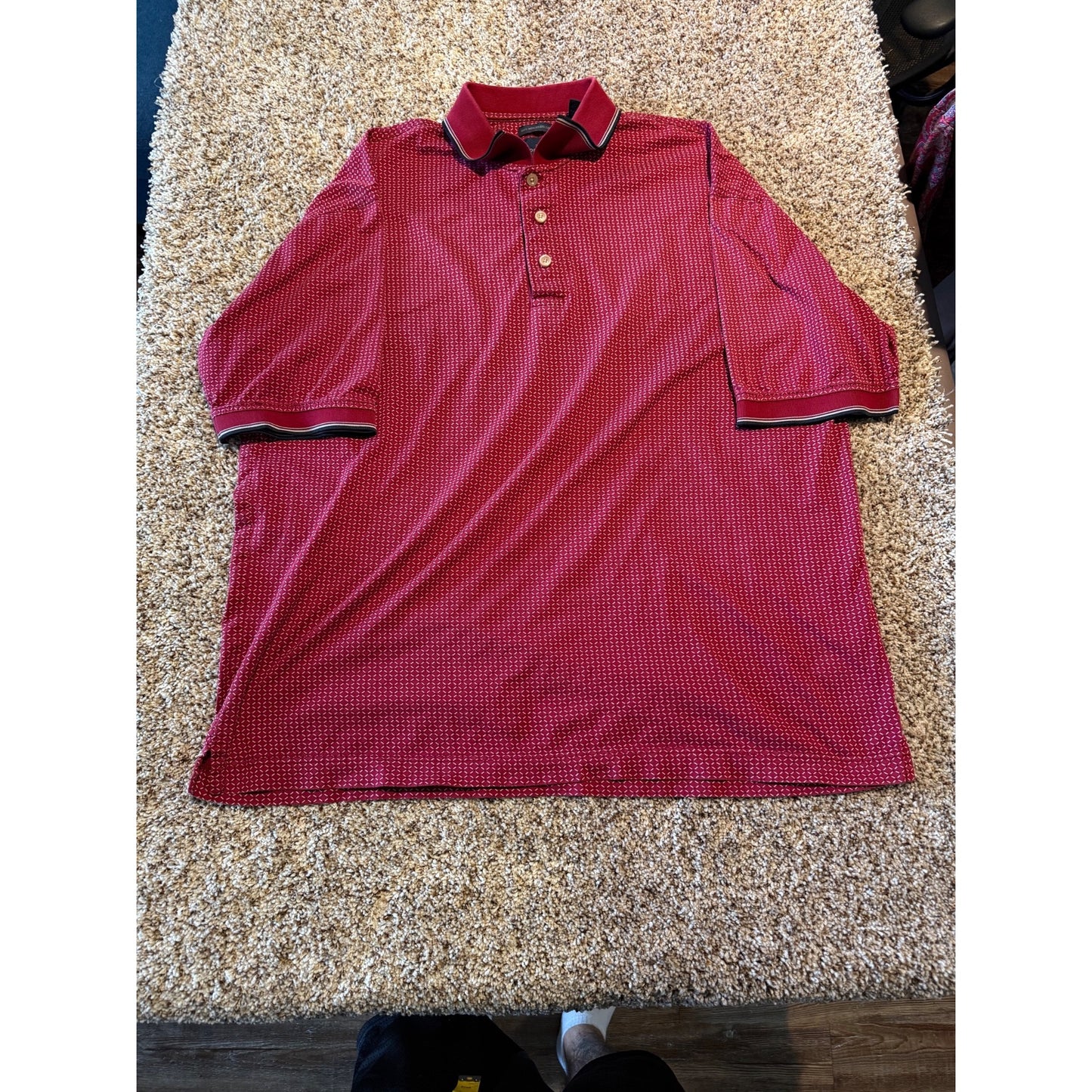 Dockers Golf Red Diamond Pattern Polo Shirt Men's L 100% Mercerized Cotton