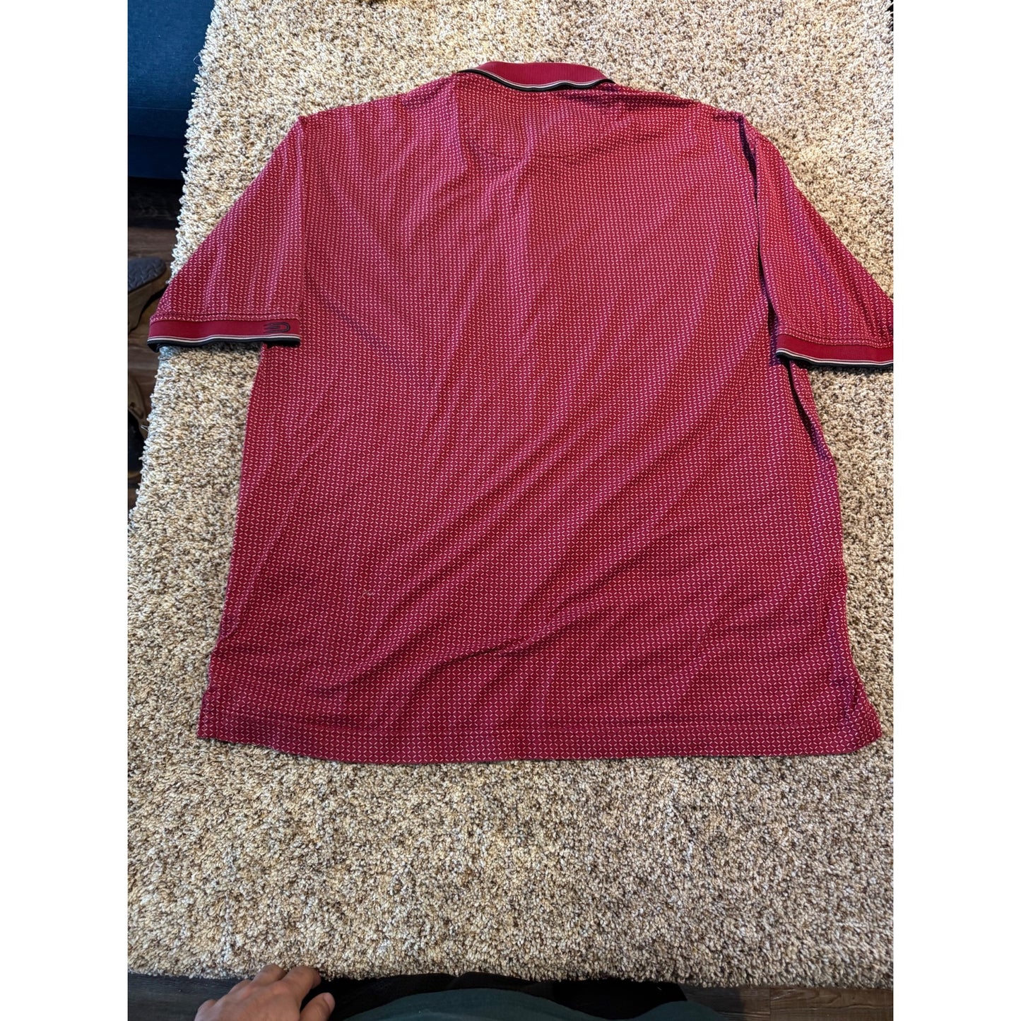 Dockers Golf Red Diamond Pattern Polo Shirt Men's L 100% Mercerized Cotton