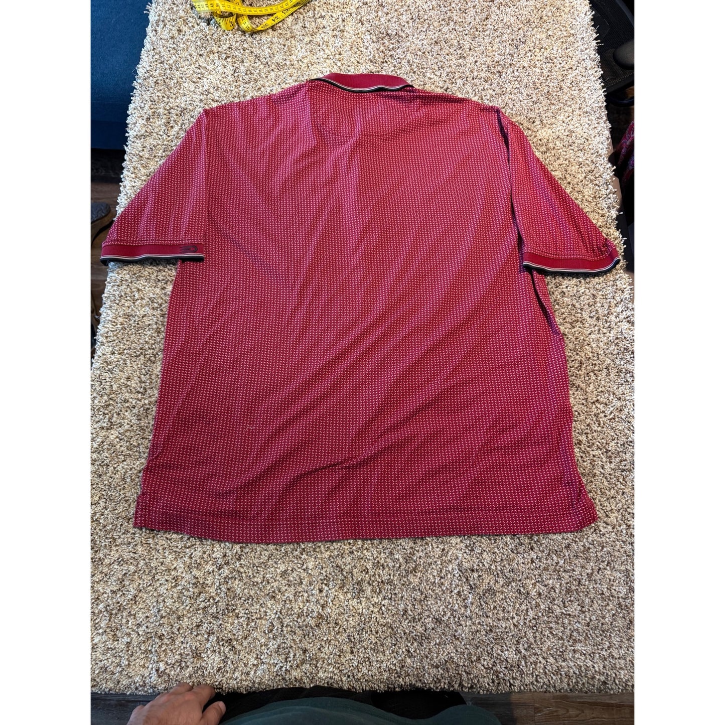 Dockers Golf Red Diamond Pattern Polo Shirt Men's L 100% Mercerized Cotton