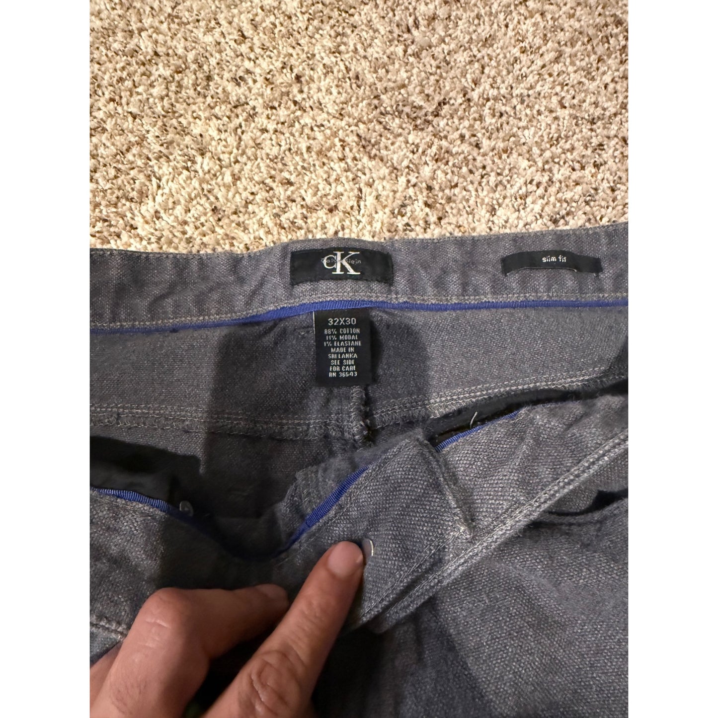 Calvin Klein Jeans Gray Slim Fit Pants Men's 32x30 Casual Work Business