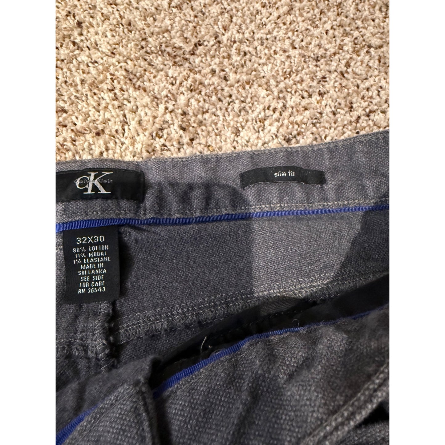 Calvin Klein Jeans Gray Slim Fit Pants Men's 32x30 Casual Work Business
