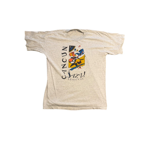 Vintage 90s Cancun Jazz Festival Gray Short Sleeve T-shirt Size S