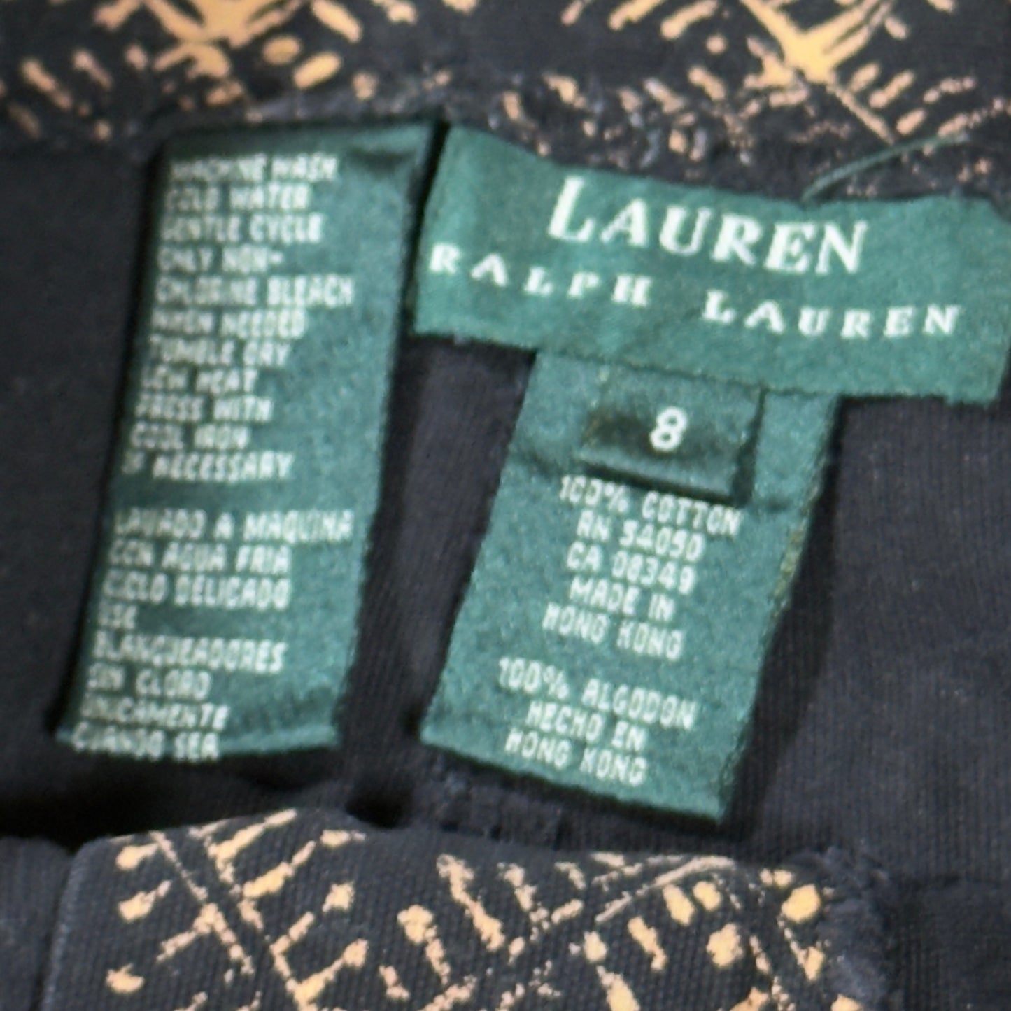 Lauren Ralph Lauren Women’s 8 Black Beige Tribal Print Crop Pants