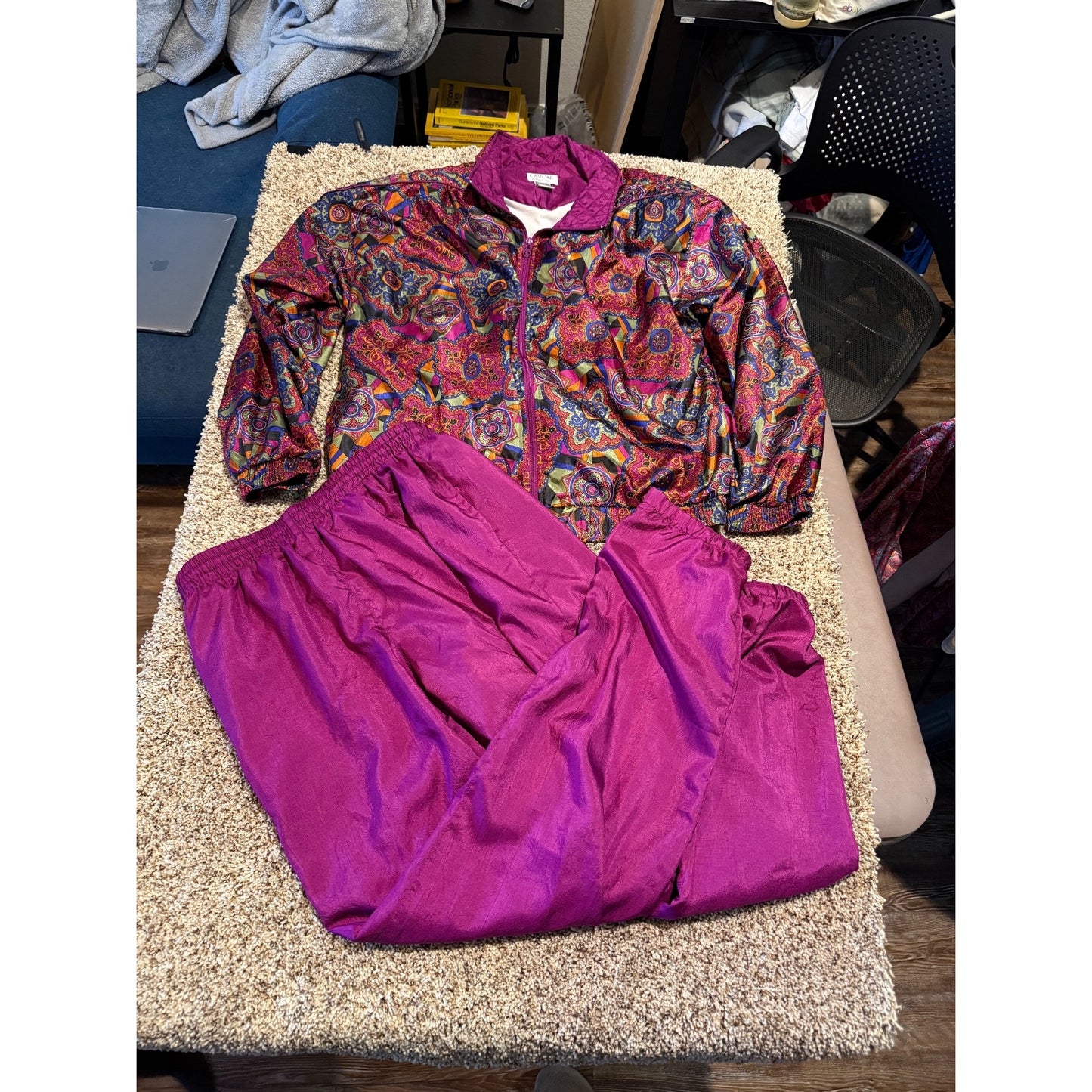 Vintage Lavon Tracksuit Women's XL Paisley Windbreaker Jacket Nylon 80s 90s Set