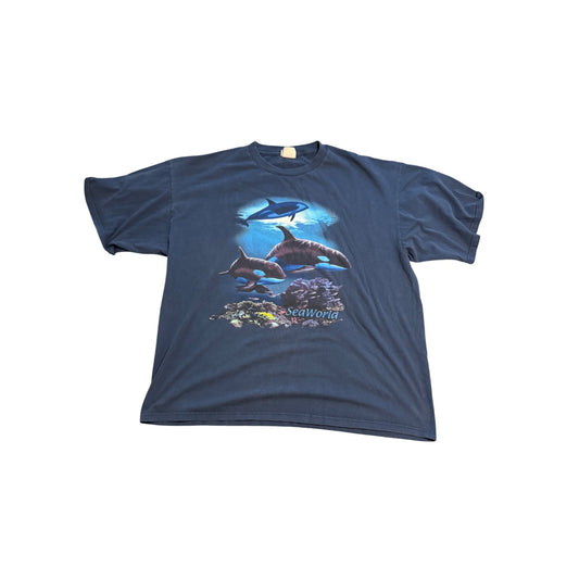 Vintage Y2K 90s Lee Seaworld Short Sleeve Whale T-shirt Size XXL