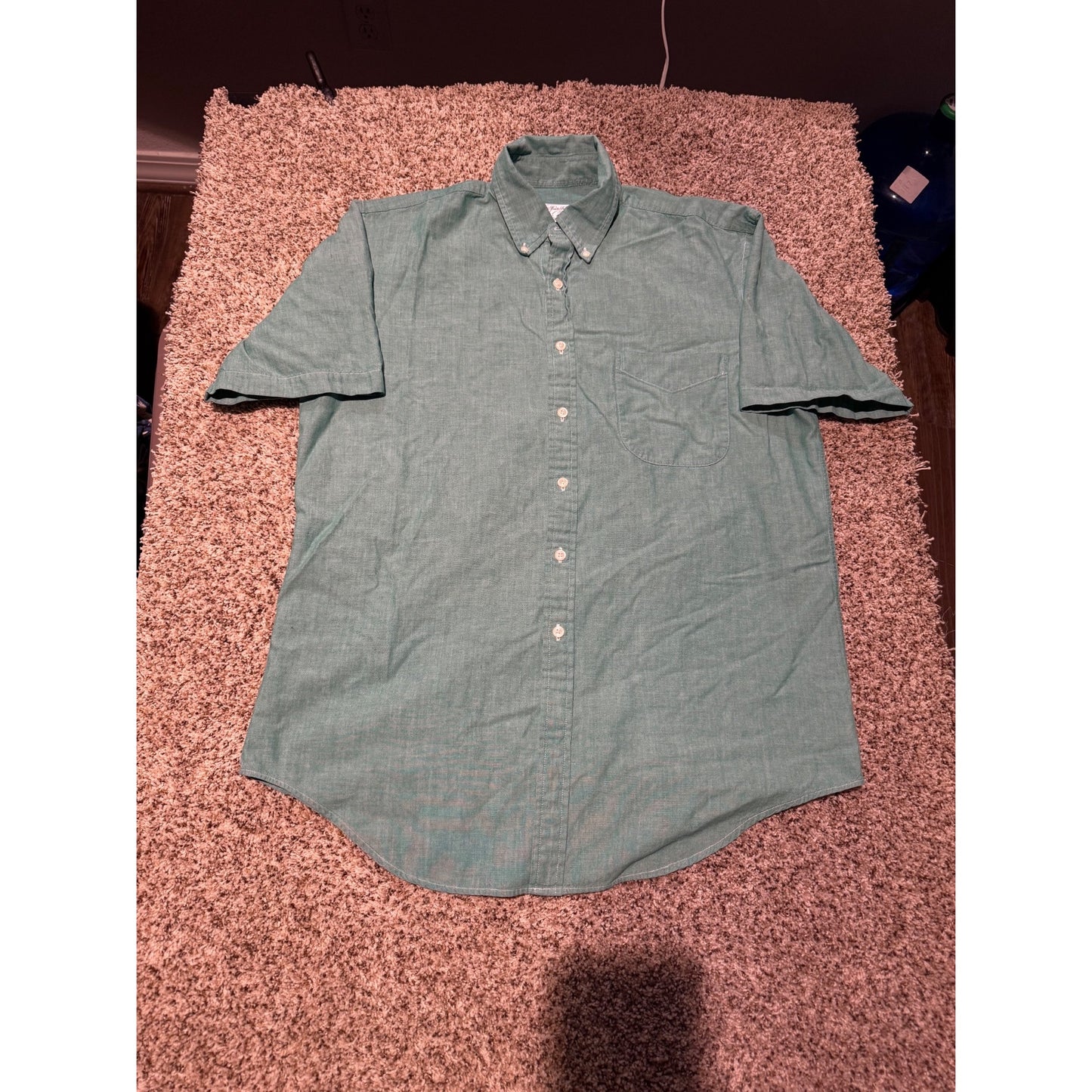 Brooks Brothers Green Button Down Shirt Men’s M Short Sleeve All Cotton Casual