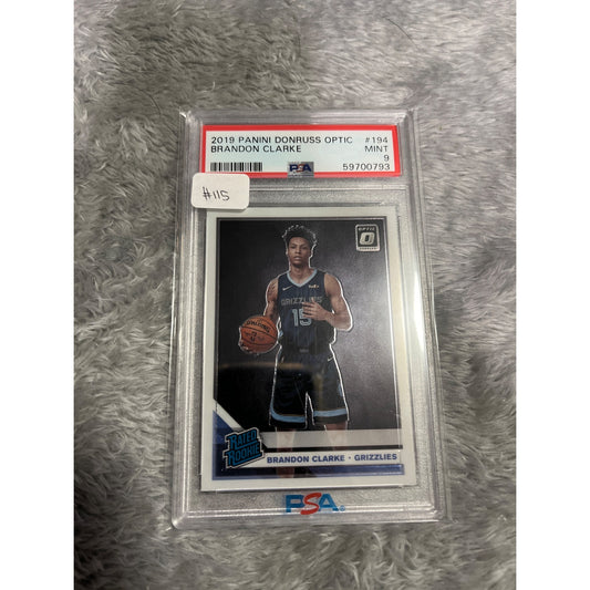 Brandon Clarke 2019 Panini Donruss Optic Rated Rookie RC  Psa 9 Mint