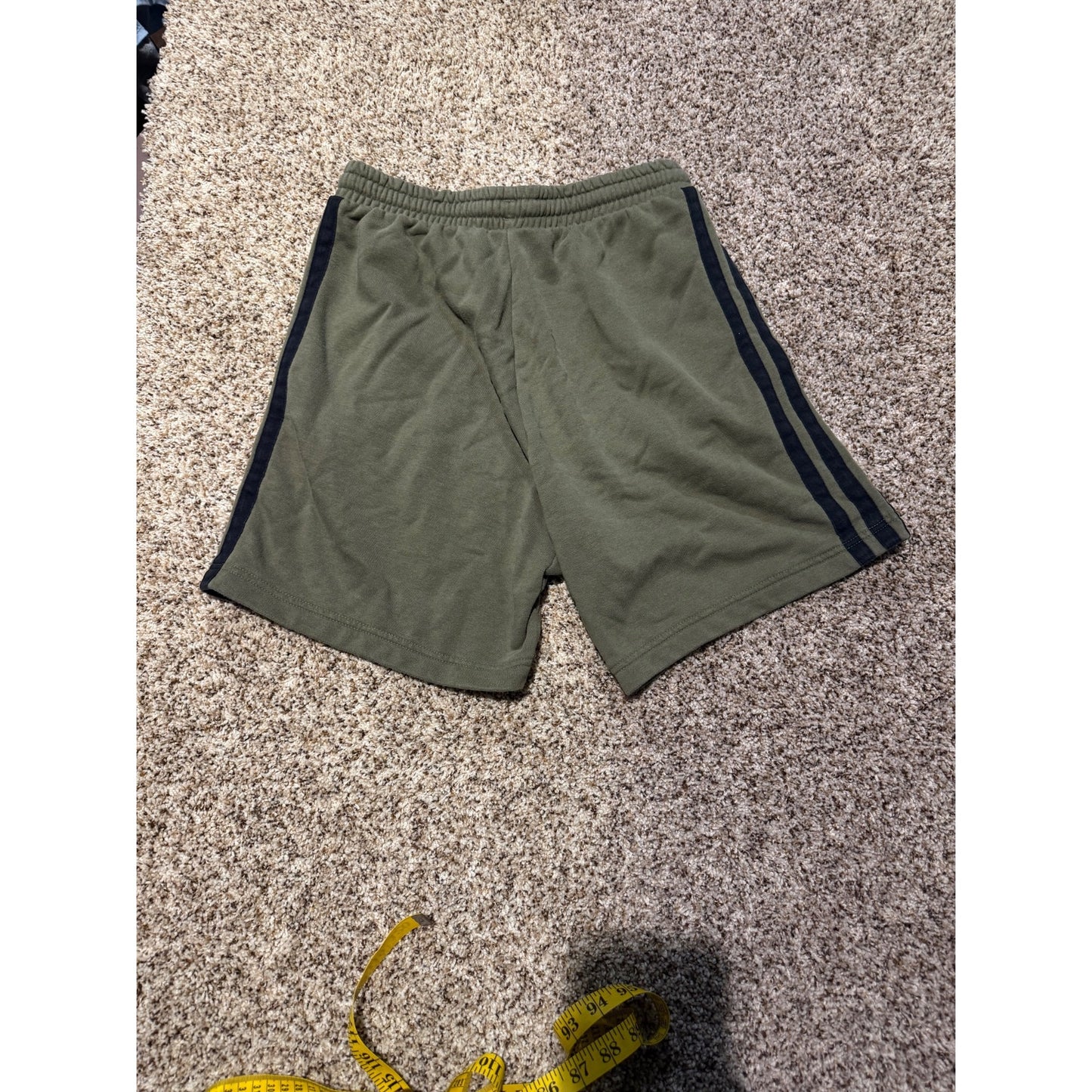 Adidas Essentials 3-Stripes French Terry Shorts Men's S Olive Green Athletic