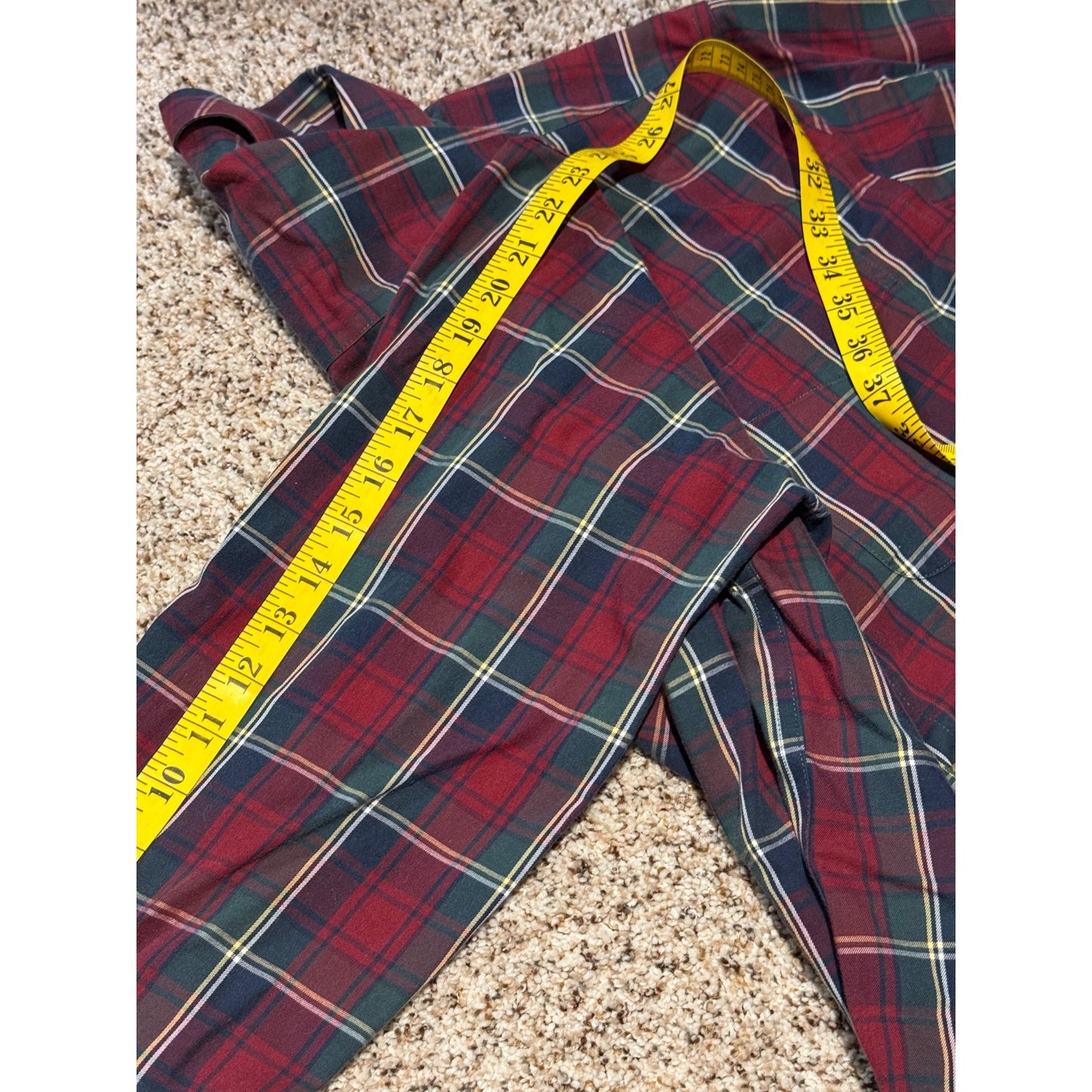 L.L.Bean Red Blue Plaid Flannel Shirt Men's M Cotton Cashmere Wrinkle Resistant