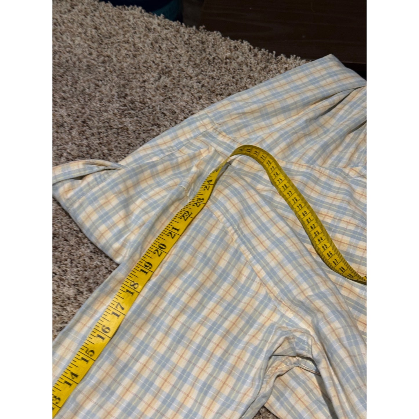 Brooks Brothers Yellow Blue Plaid Sport Shirt Men's M 100% Cotton Long Sleeve