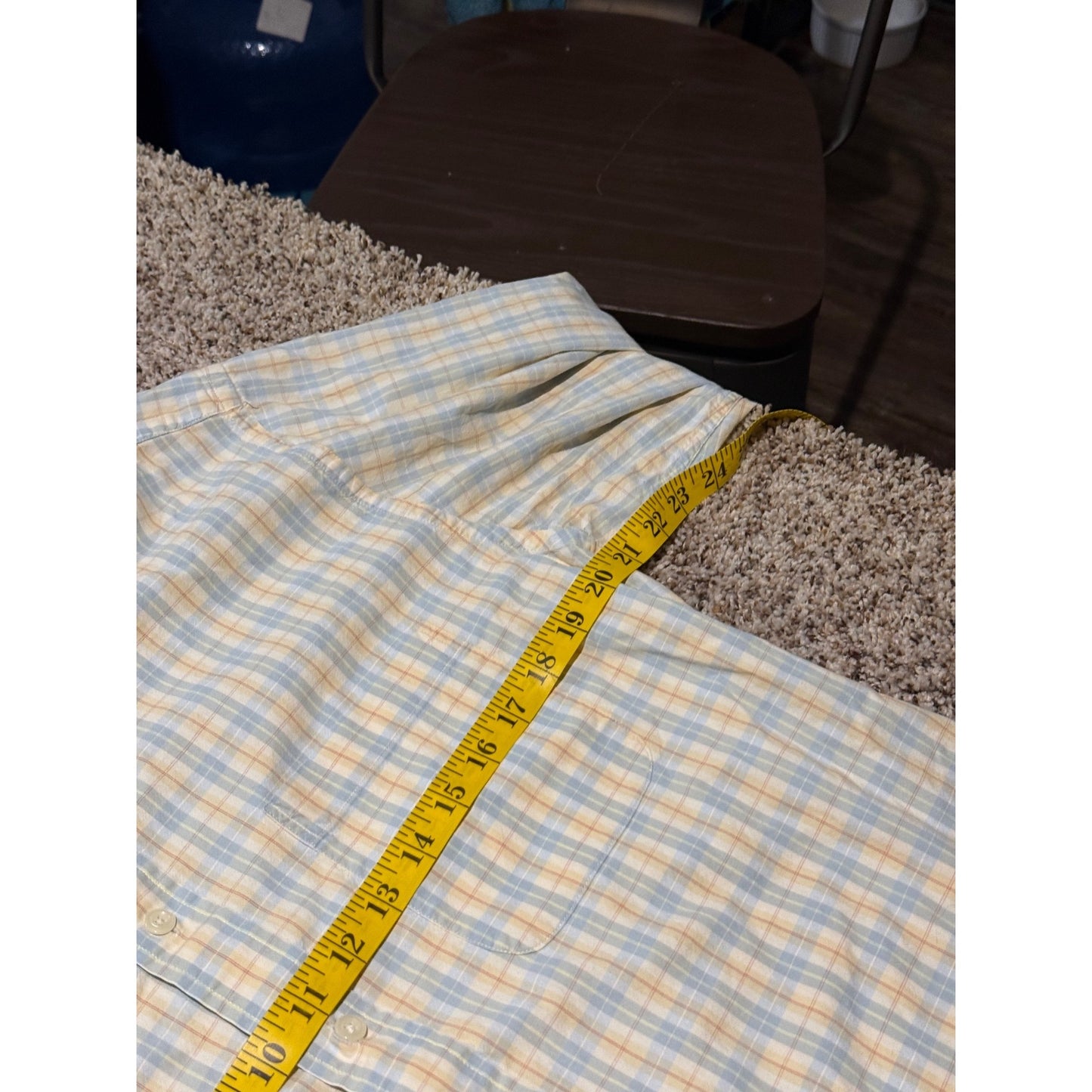 Brooks Brothers Yellow Blue Plaid Sport Shirt Men's M 100% Cotton Long Sleeve
