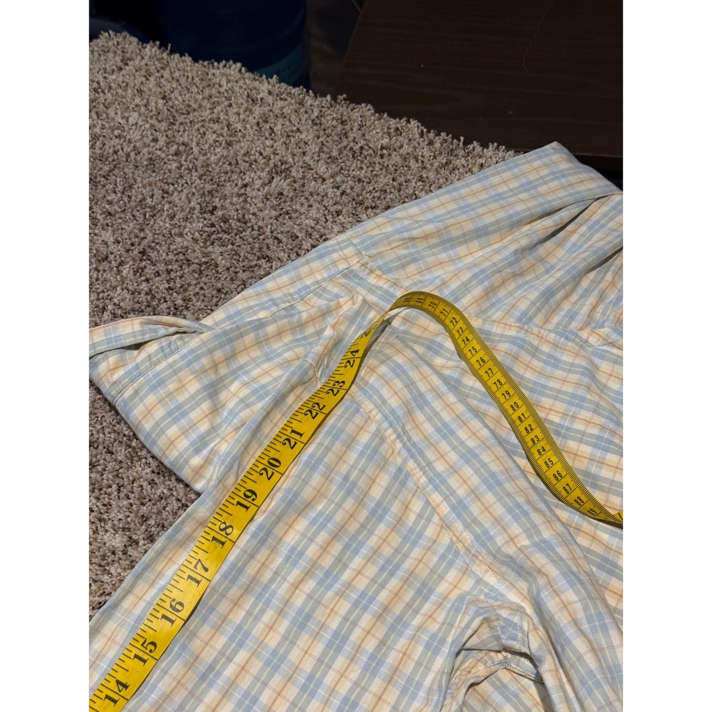 Brooks Brothers Yellow Blue Plaid Sport Shirt Men's M 100% Cotton Long Sleeve