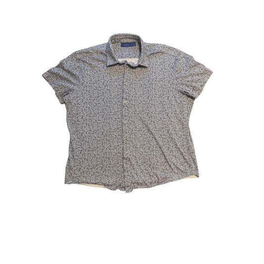 Apt 9 Mens Gray Blue Button Down Short Sleeve Size L