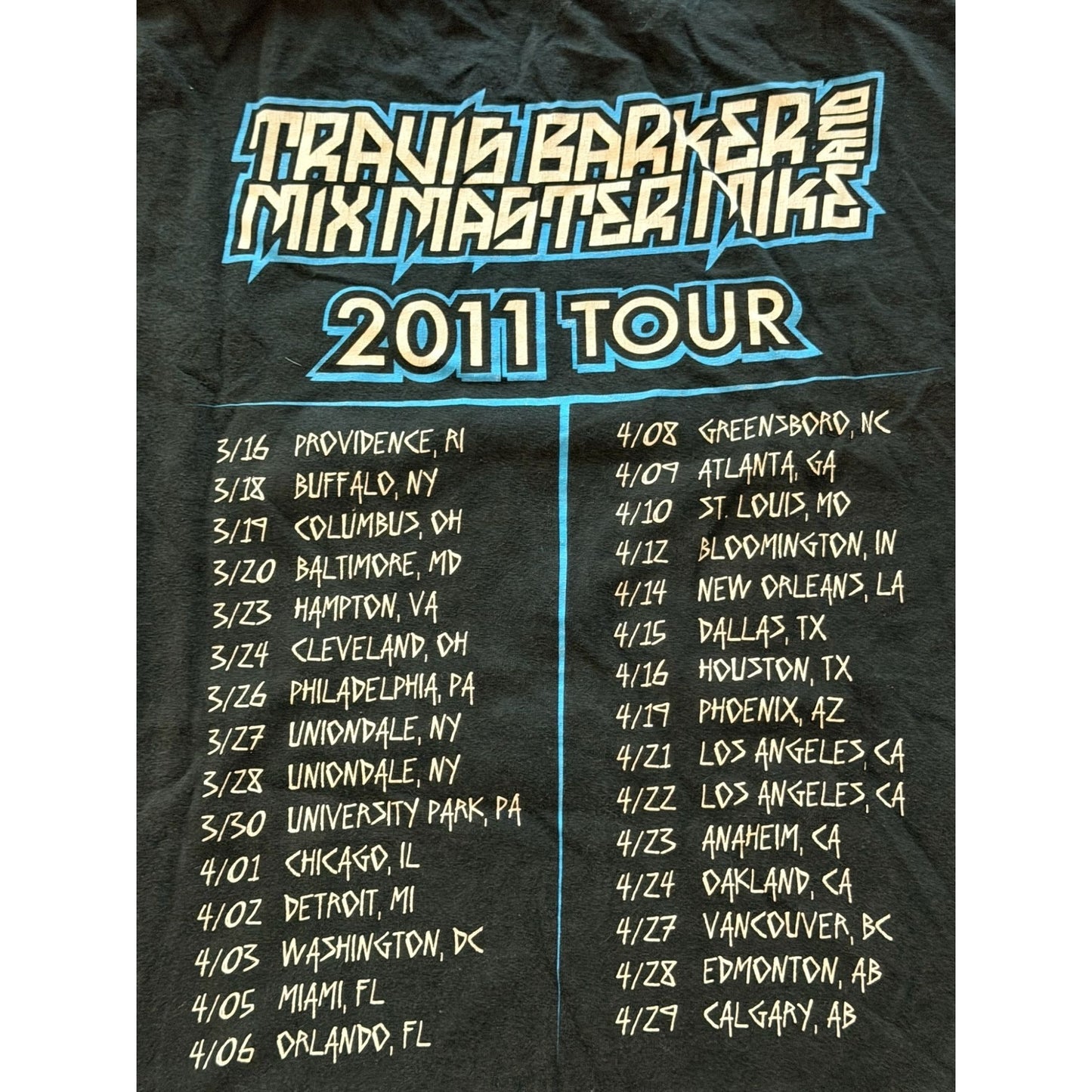 Travis Barker Mix Master Mike Tour T-Shirt XL Black Blink-182 Beastie Boys
