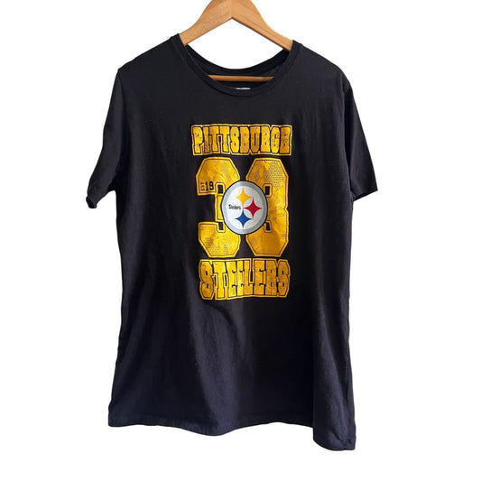 NFL Team Pittsburg Steelers Cotton #33 Short Sleeve Tee Black Women's Size M