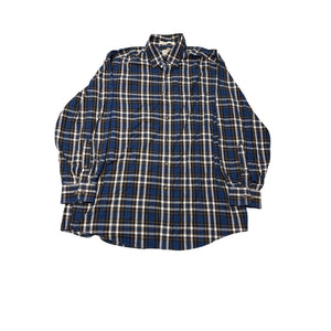 L.L.Bean Blue Plaid Button Down Shirt Men’s M Wrinkle Resistant Cotton Blend