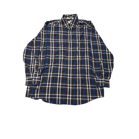 L.L.Bean Blue Plaid Button Down Shirt Men’s M Wrinkle Resistant Cotton Blend