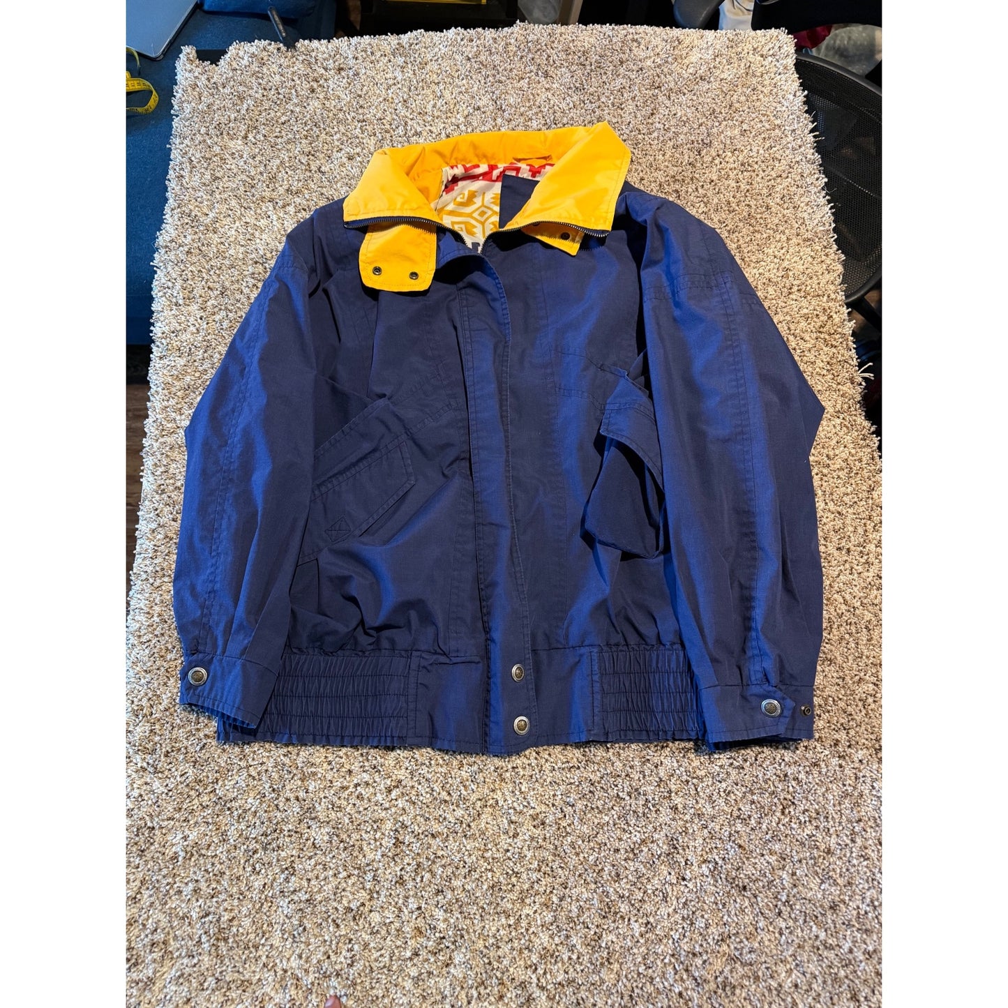 Vintage London Fog Winning Edge Jacket Women's L Reg Insulated Navy Yellow 90s