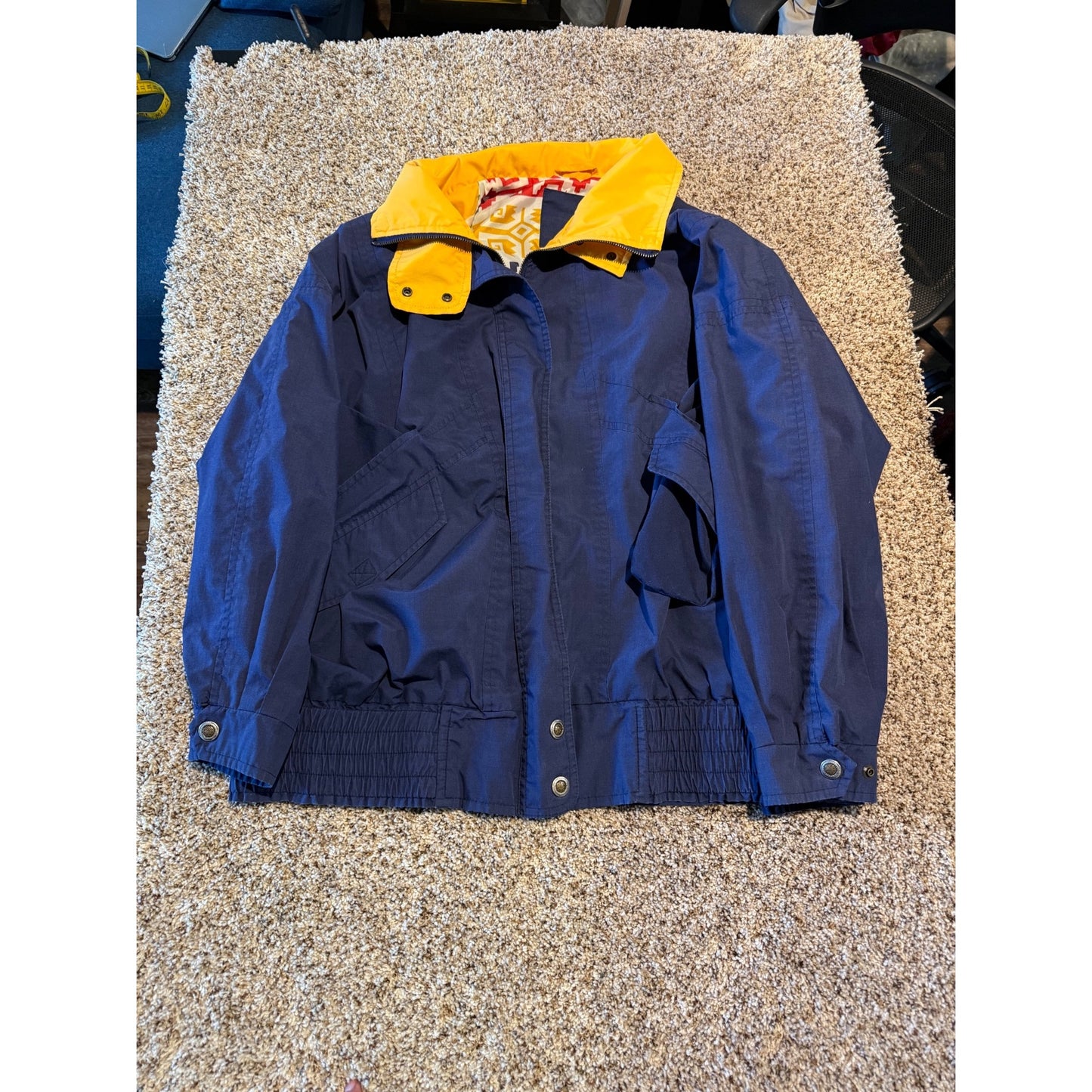 Vintage London Fog Winning Edge Jacket Women's L Reg Insulated Navy Yellow 90s