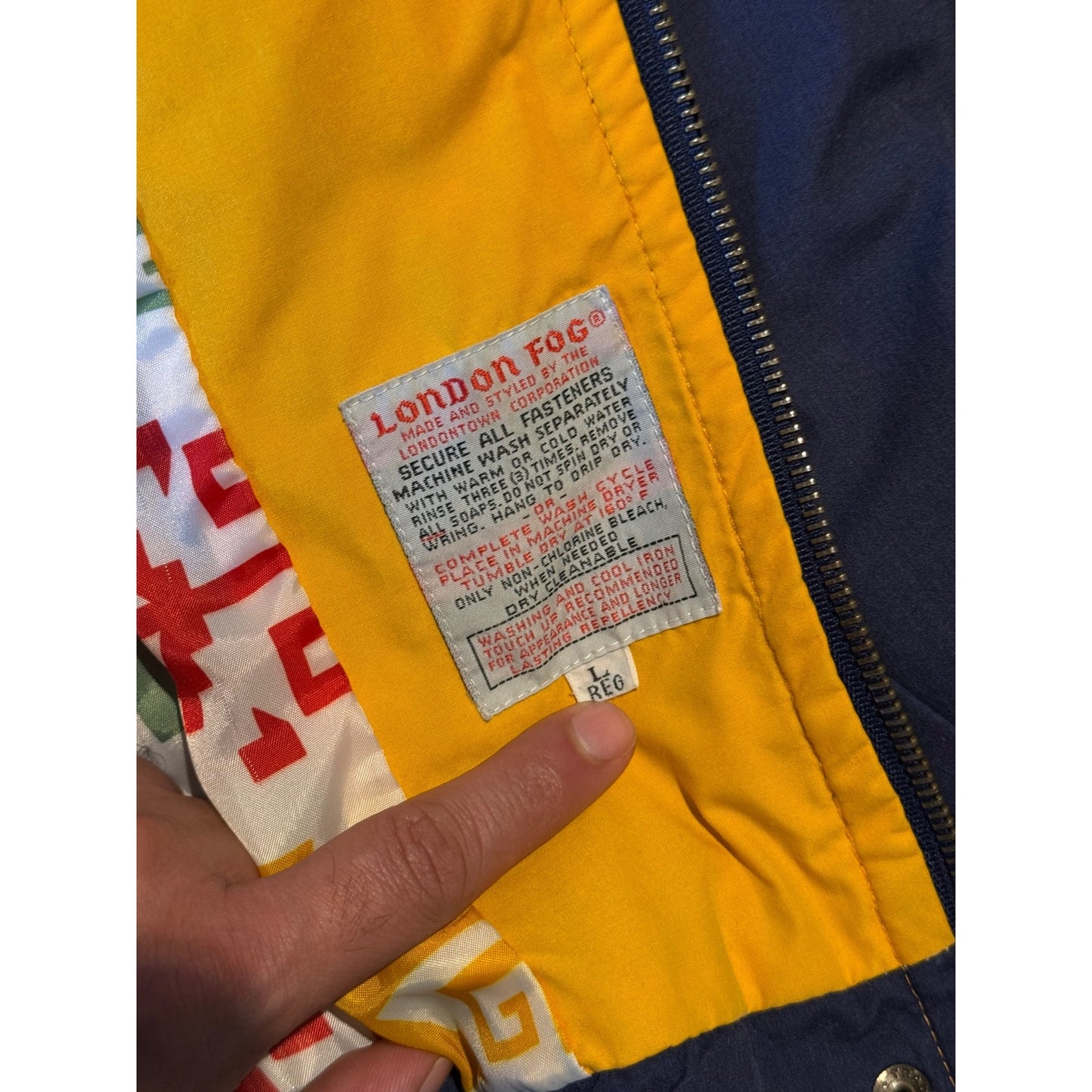 Vintage London Fog Winning Edge Jacket Women's L Reg Insulated Navy Yellow 90s