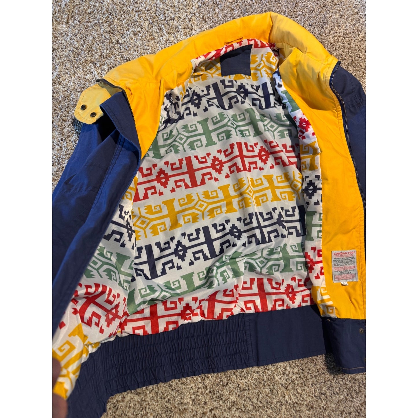 Vintage London Fog Winning Edge Jacket Women's L Reg Insulated Navy Yellow 90s