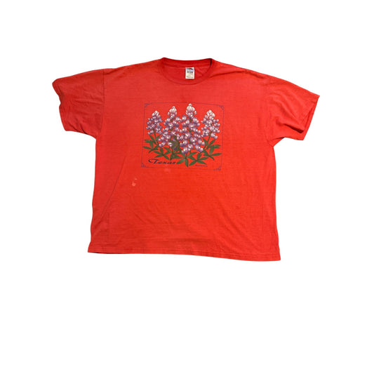 Vintage Y2K Polly's Paint Box Red Texas Bluebonnet Short Sleeve Shirt Size XXL