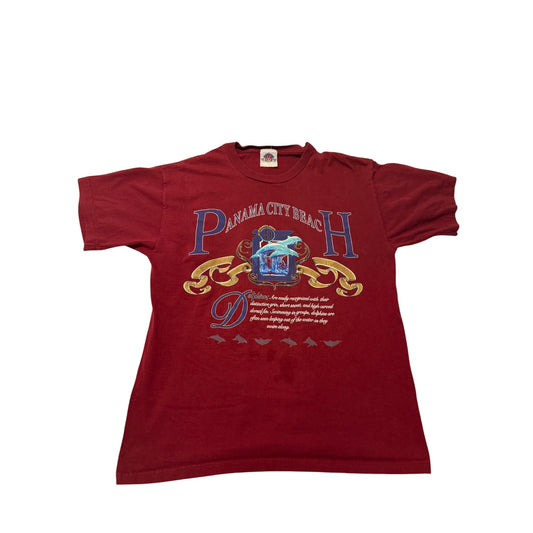 Panama City Beach Red Short Sleeve Souvenir T-shirt Size L