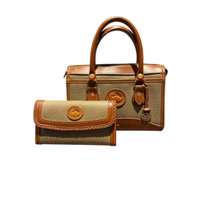Vintage 90s Dooney & Bourke All Weather Leather Satchel + Wallet Set
