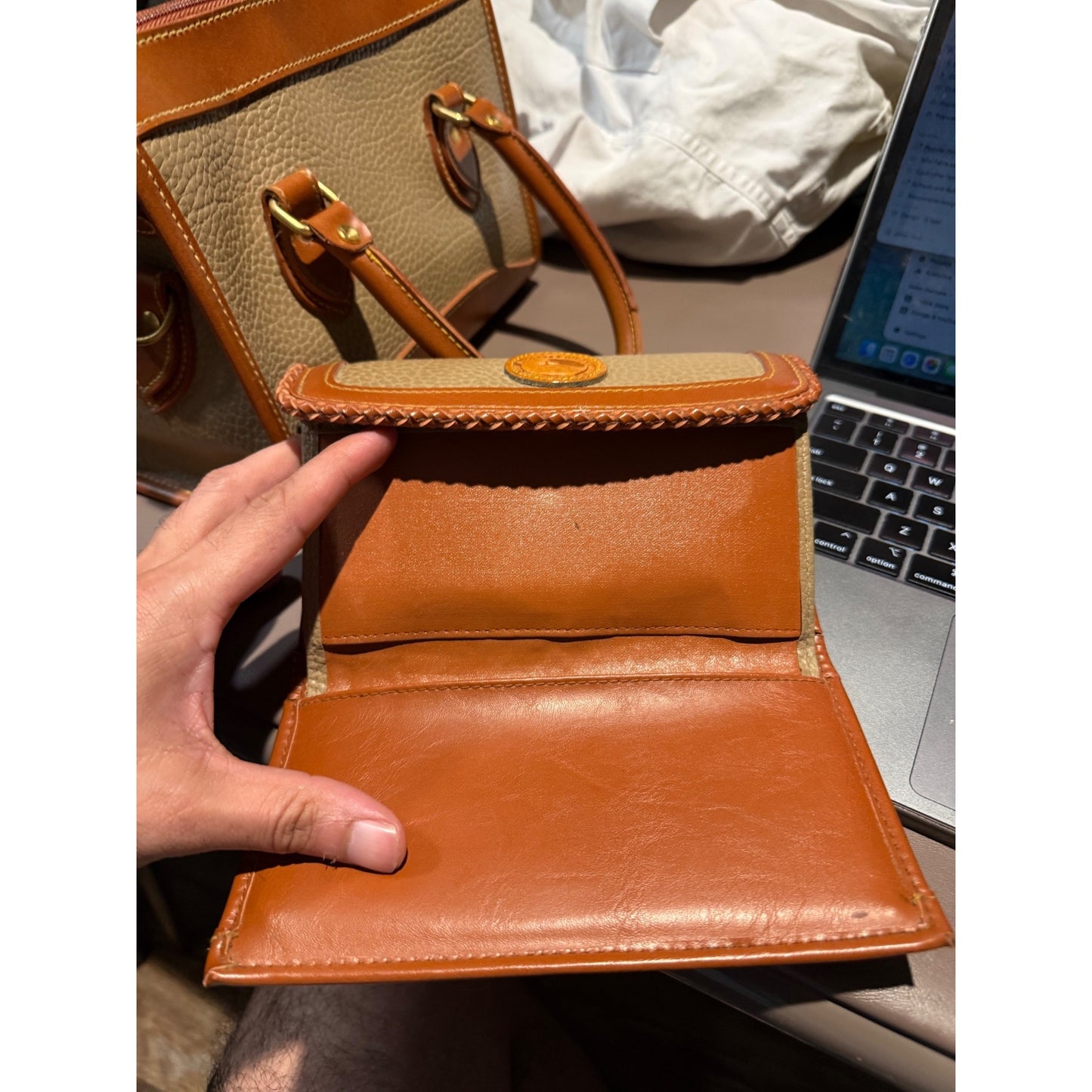 Vintage 90s Dooney & Bourke All Weather Leather Satchel + Wallet Set