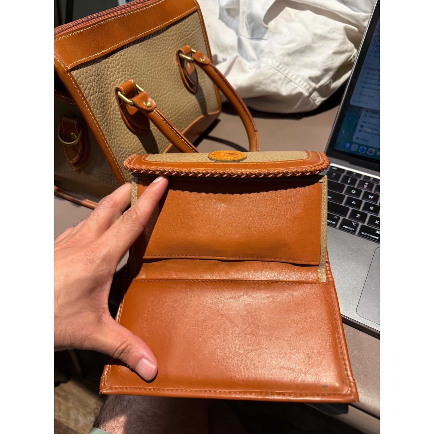 Vintage 90s Dooney & Bourke All Weather Leather Satchel + Wallet Set
