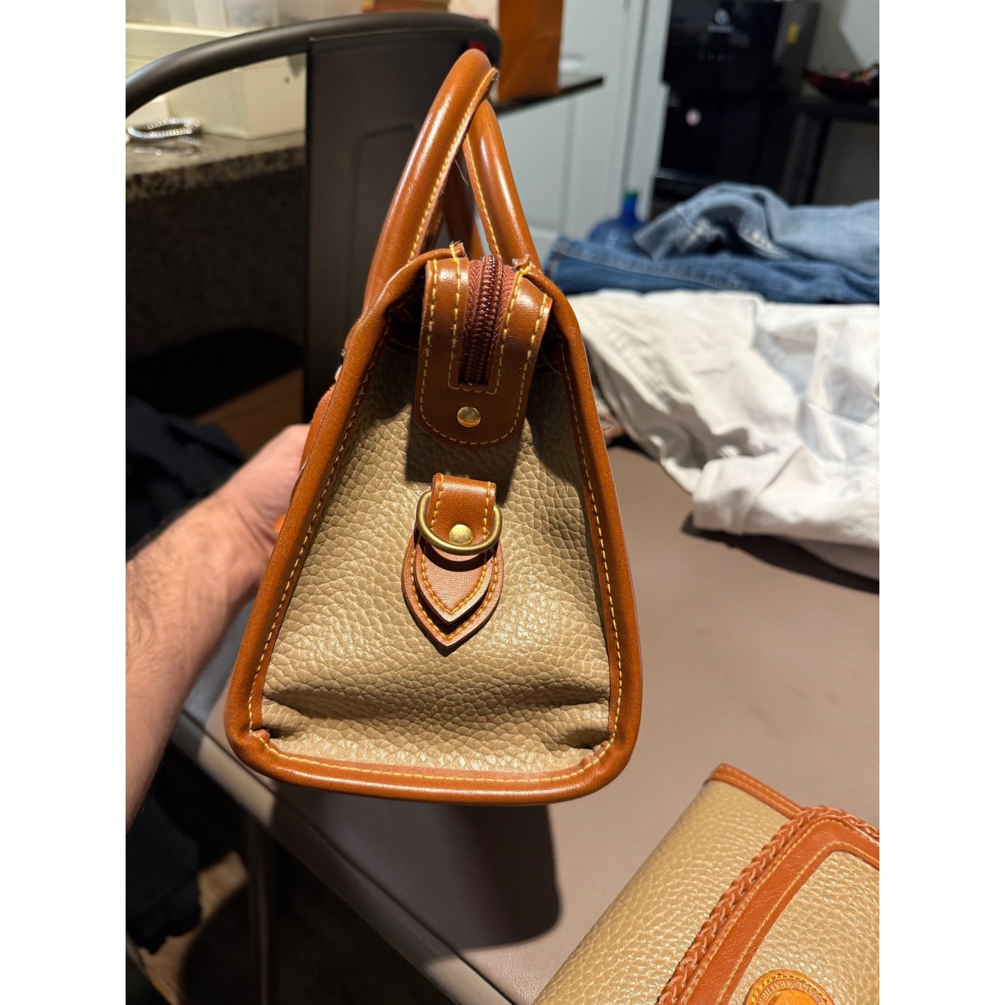 Vintage 90s Dooney & Bourke All Weather Leather Satchel + Wallet Set