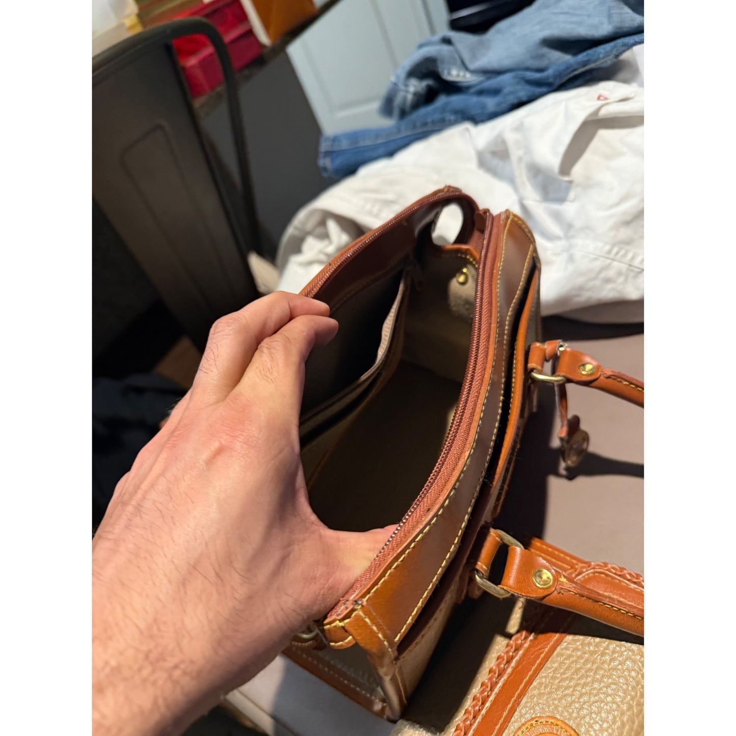 Vintage 90s Dooney & Bourke All Weather Leather Satchel + Wallet Set