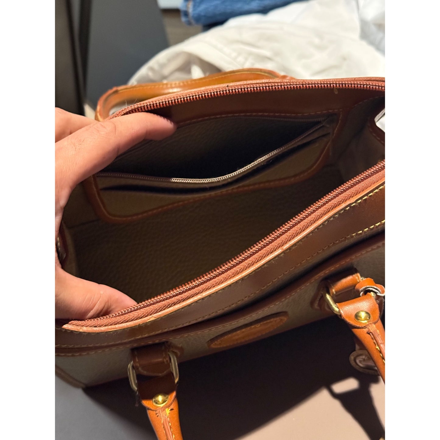 Vintage 90s Dooney & Bourke All Weather Leather Satchel + Wallet Set