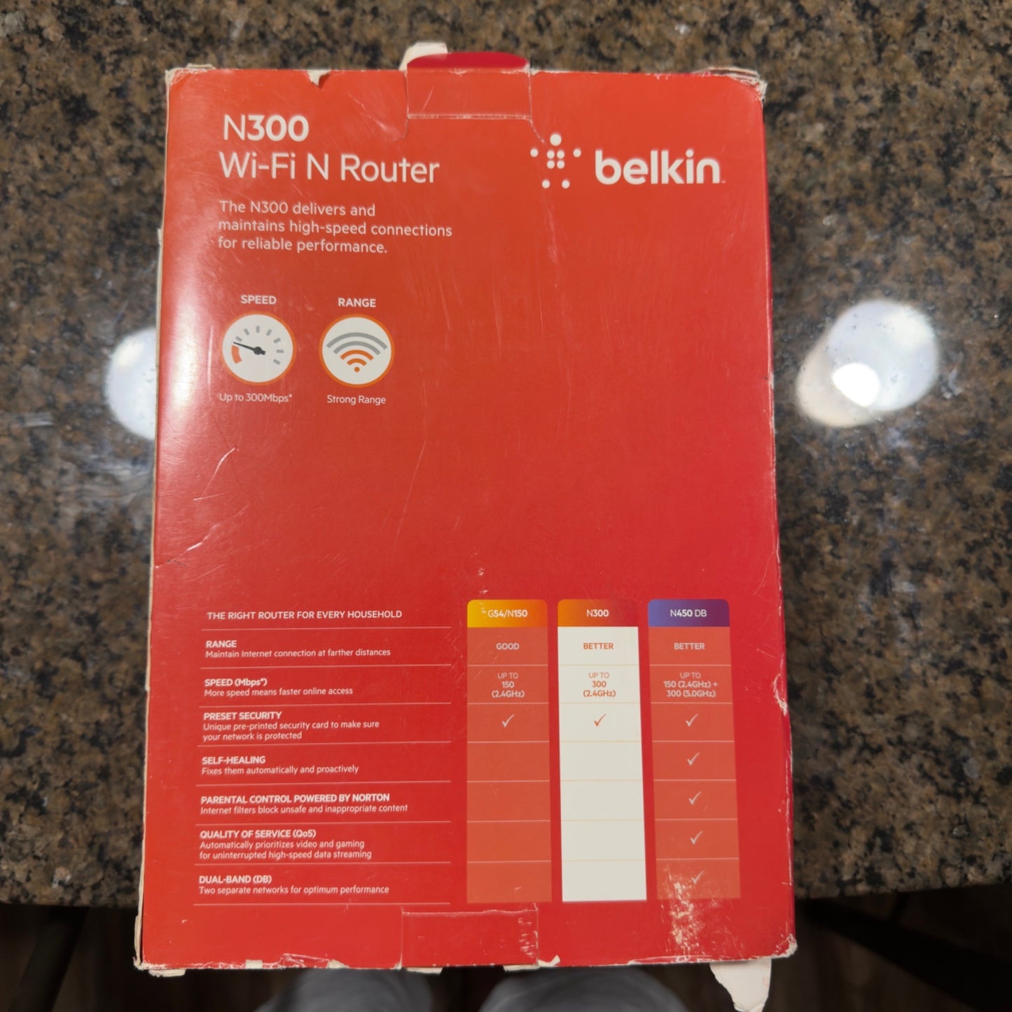 Belkin N300 Wi-Fi N Router F9K1007 Red Black Wireless Router