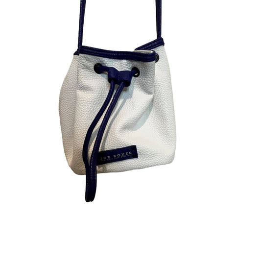 Joe Boxer Faux Leather 90's Y2K Vintage Blue White Crossbody Pull String Bag