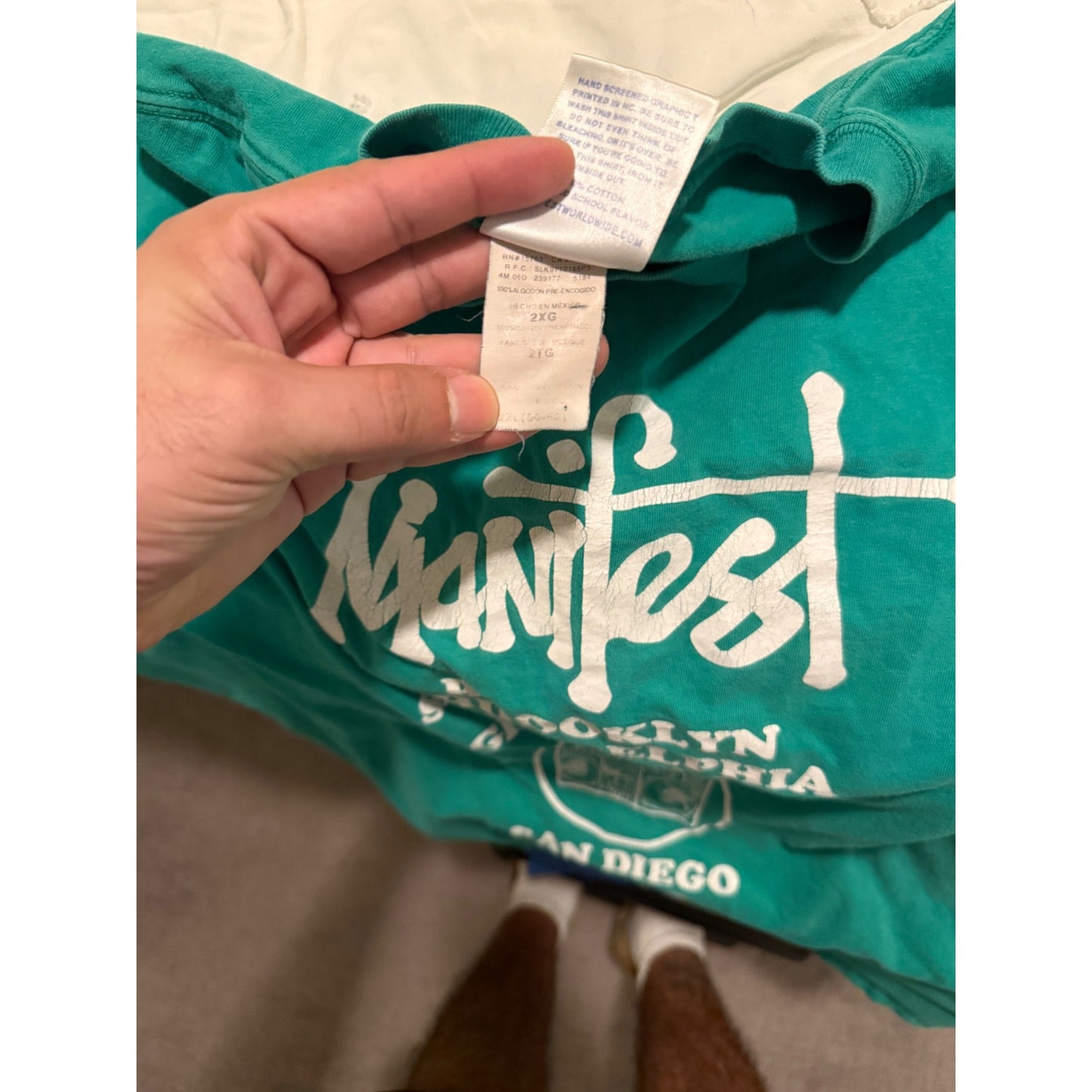 Manifest Mens Green Short Sleeve T-shirt Size 2XG
