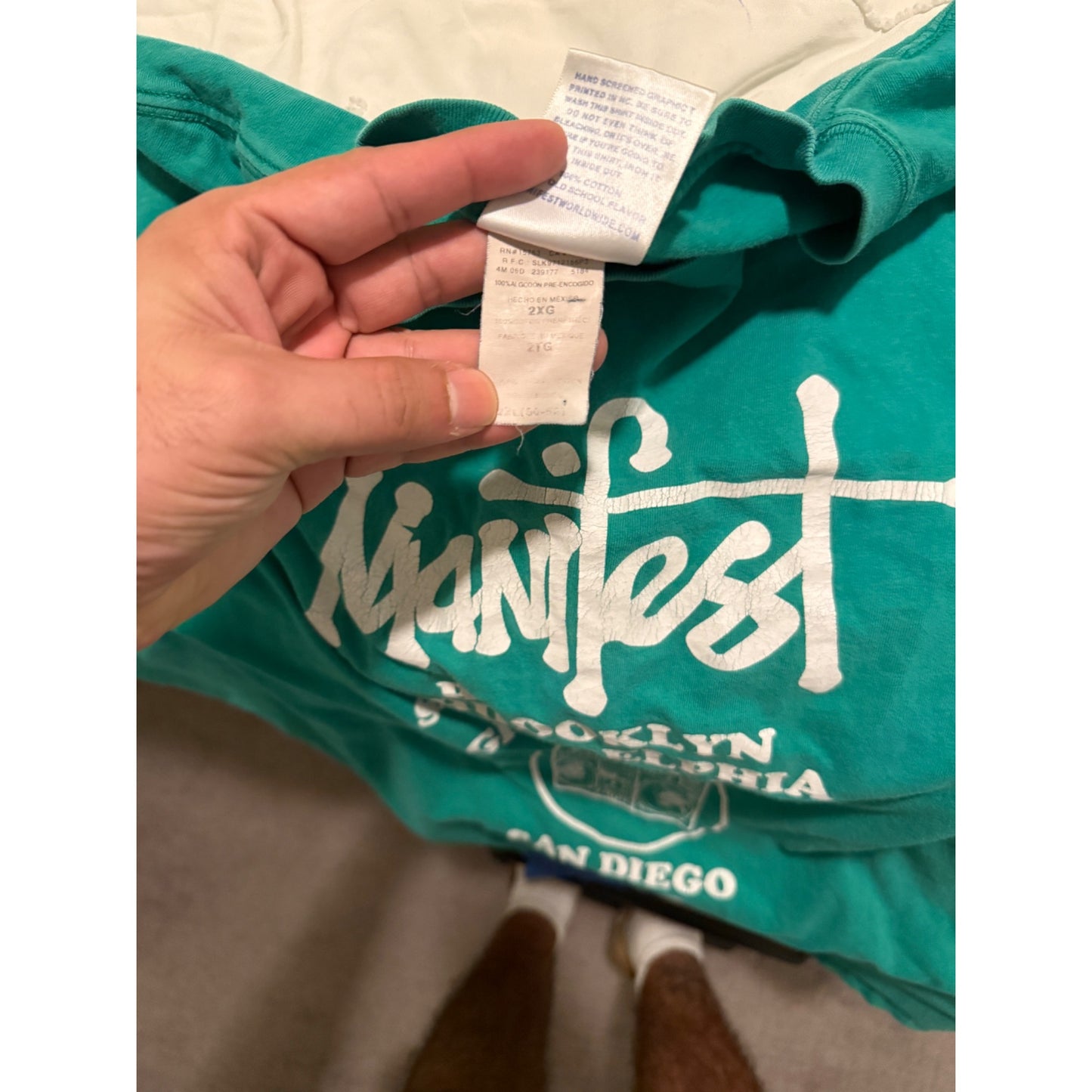 Manifest Mens Green Short Sleeve T-shirt Size 2XG