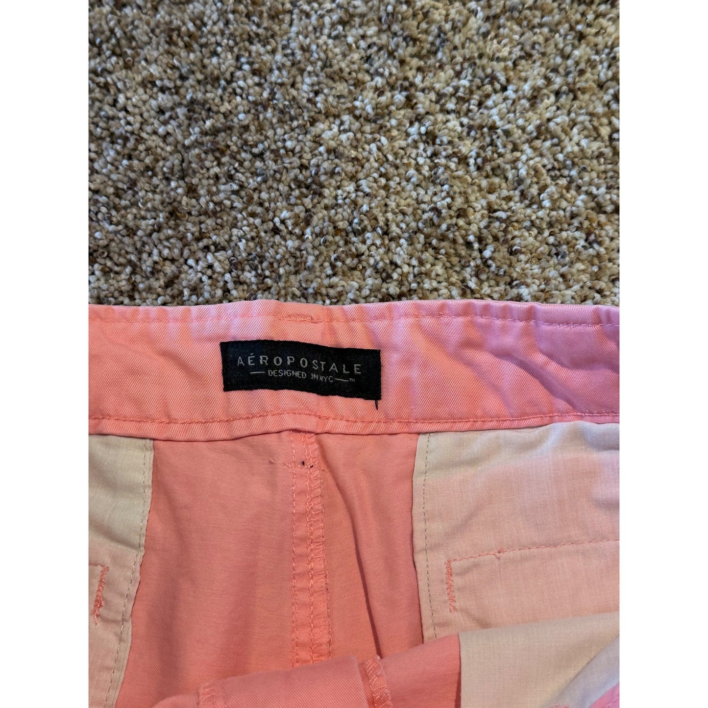 Aeropostale Men's Chino Shorts Size 32 Coral Pink Salmon Flat Front Cotton