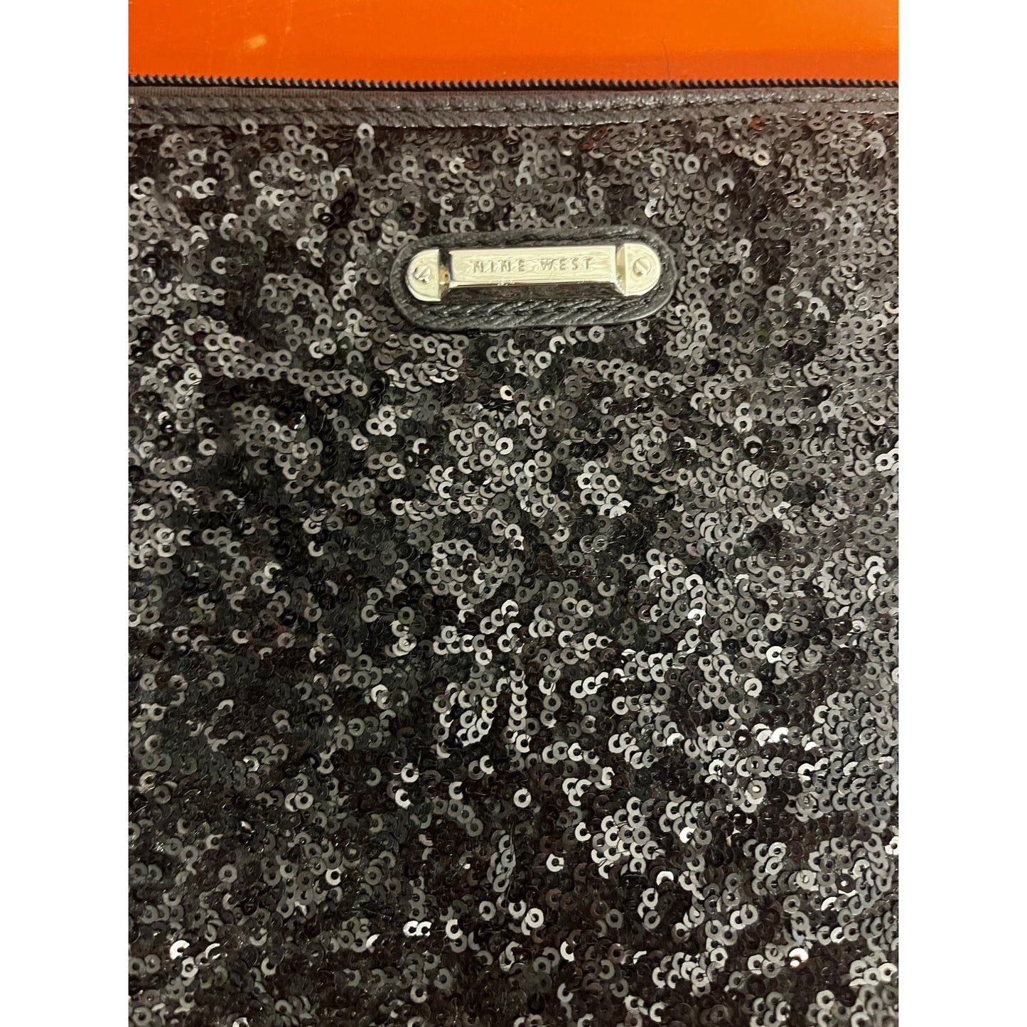 Nine West 14 x 11 In. Laptop Zipper Case Bag Black Sequin